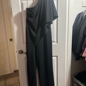 Adrianna Papell Black One-Shoulder Cocktail Dress